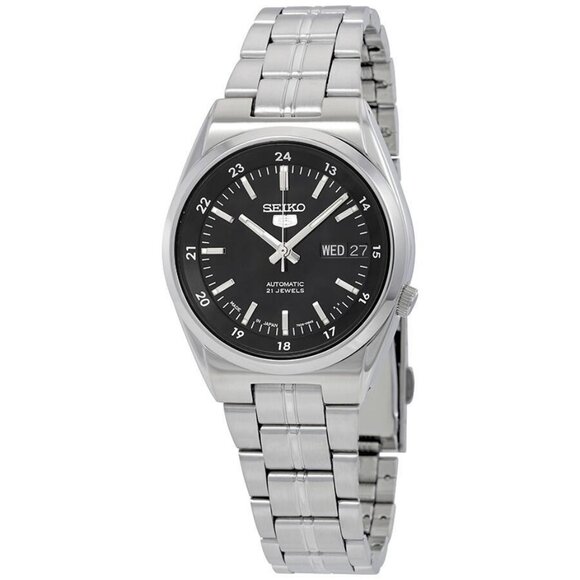 NWT Authentic Seiko Series 5 Automatic Date-Day Black Dial Men's Watch - Picture 1 of 3